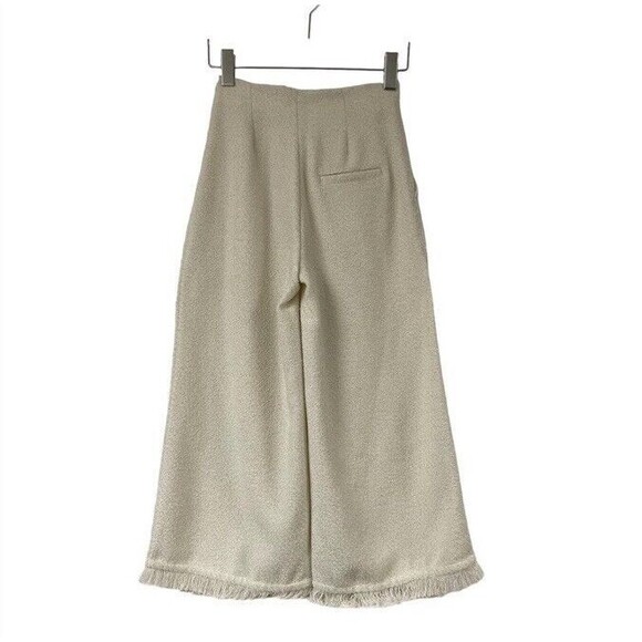 Something Navy Tweed Frayed Wide Leg Pants Ivory Coastal Bridal Chic Casual 2 - Picture 3 of 14